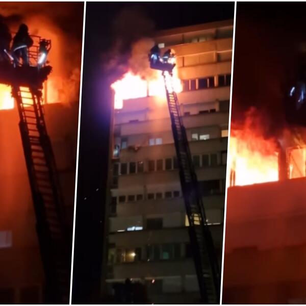 vatra probila krov! jeziv snimak sa vrha solitera smrti u kragujevcu: vatrogasci herojski gasili požar, ne misleći na svoje živote