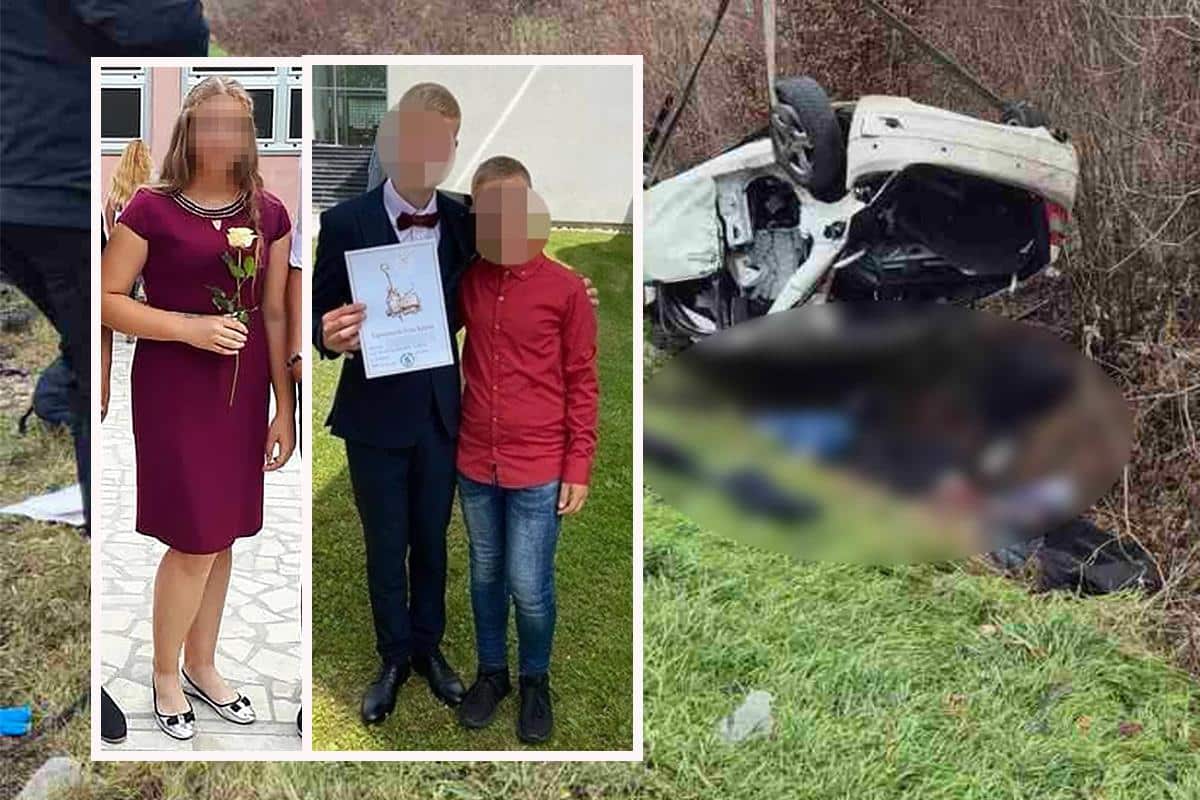 (FOTO) OVO SU SESTRA I BRAĆA KOJI SU STRADALI U TRAGEDIJI U BRČKOM – JEZIVE SLIKE SA LICA MESTA: Krenuli u školu pa sleteli u kanal, najavljen dan žalosti