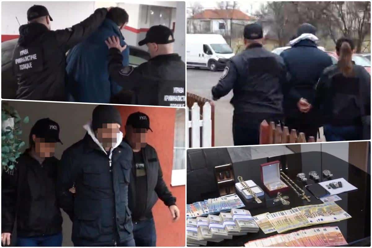 NOVI SNIMAK UHAPŠENIH U VELIKOJ AKCIJI POLICIJE! Uhvaćeni dok su kretali na posao, neki nisu stigli ni da se obuku! NA STOLU SATOVI, GOMILA ZLATA I NOVAC