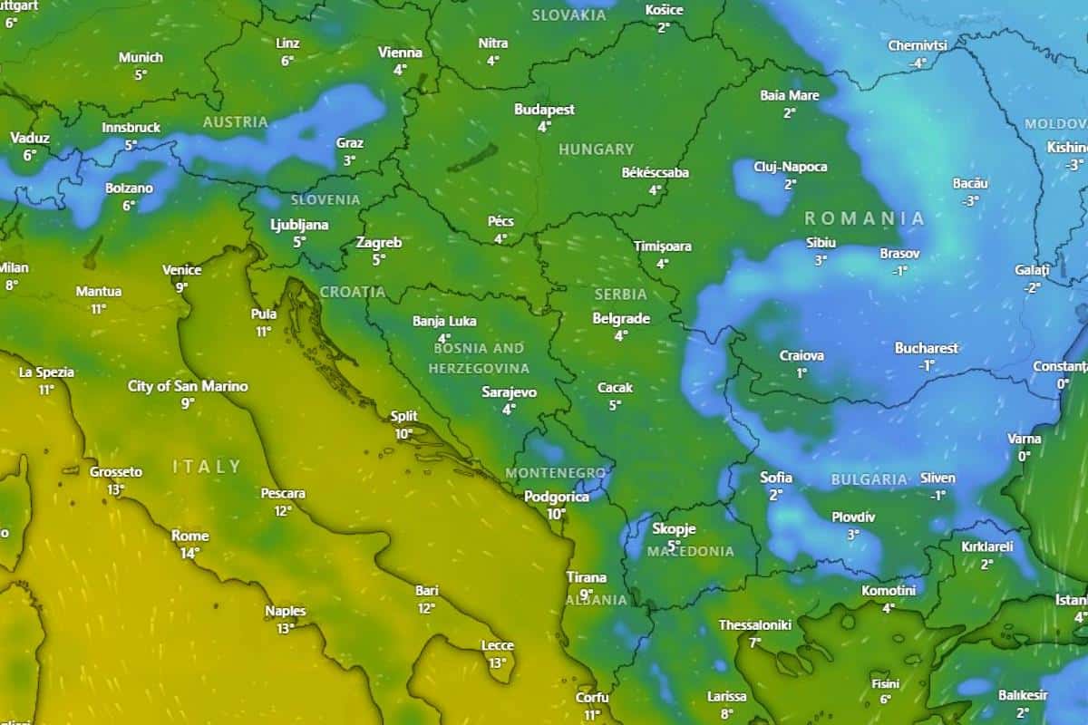 TEMPERATURA DRASTIČNO PADA, ČEKAJU NAS UDARI KOŠAVE I SNEGA! Najnovije vremensko upozorenje zbog jedne pojave, vreme će biti OPASNO – OBRATITE PAŽNJU (MAPA)