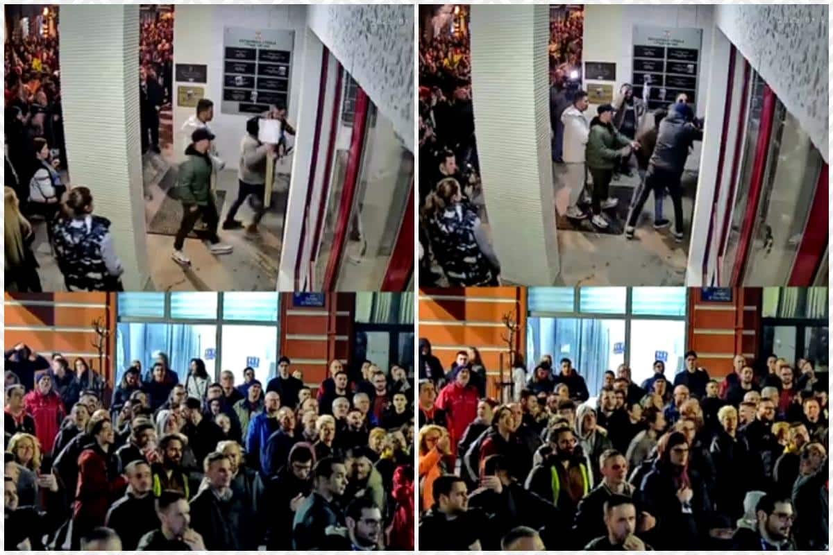 HAOS U ČAČKU! Blokaderi razvalili vrata opštine i upali u zgradu, ženi iz obezbeđenja pozlilo, odvezena u bolnicu (VIDEO)