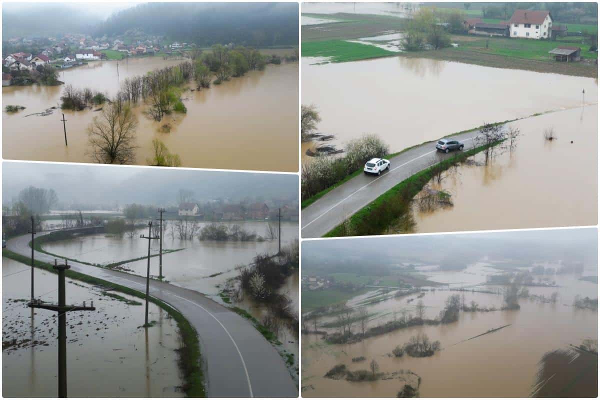 STRAŠNE SLIKE POPLAVA KOD LOZNICE NAPRAVLJENE IZ DRONA: Jadar se izlio, meštani strepe od najavljenih kiša, voda preti kućama – sve ekipe na terenu (FOTO/VIDEO)