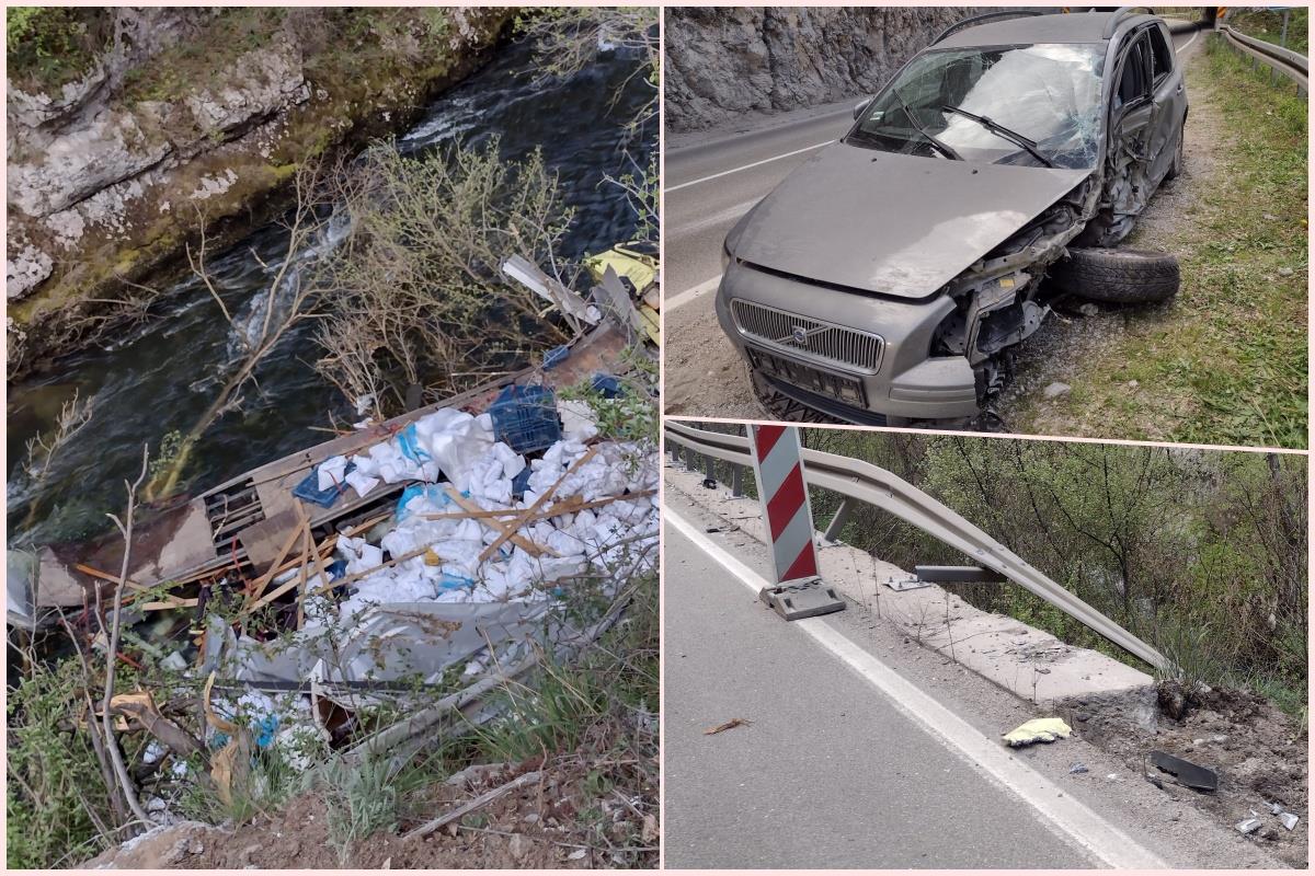 JEZIVE SLIKE! UŽAS NA PUTU NIŠ – PIROT: Šleper potpuno smrskan, završio u provaliji