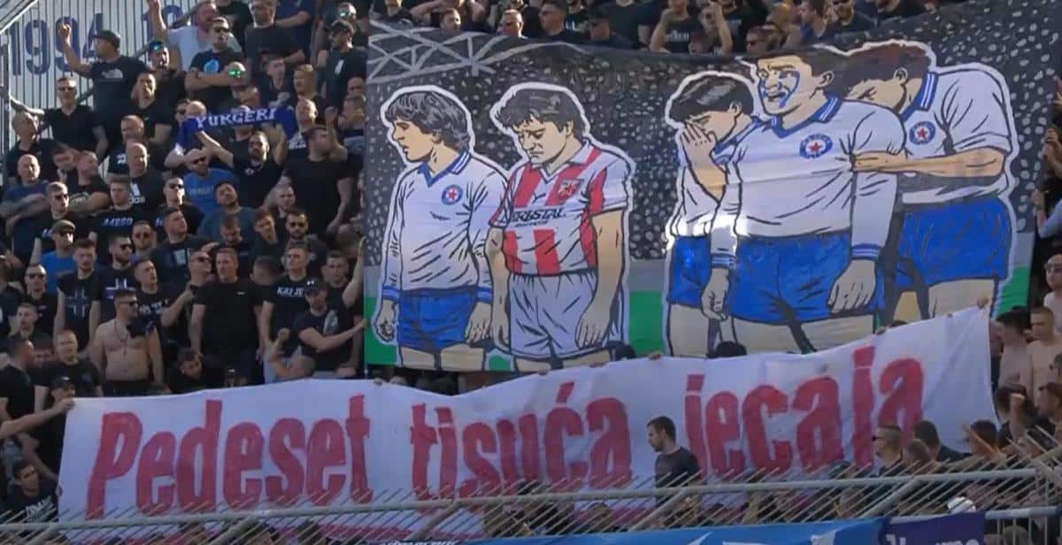 NAVIJAČI DINAMA PROZVALI CRVENU ZVEZDU! Sa hrvatskog derbija još jedna provokacija na srpski račun (FOTO)
